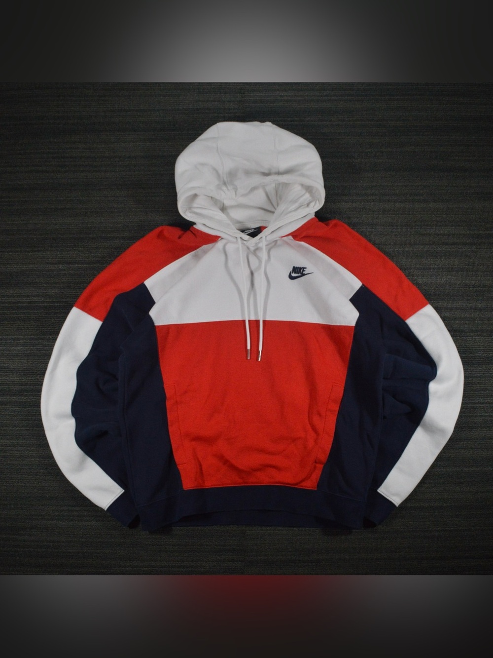 Nike Sportswear Colorblock Hoodie Red White Navy S